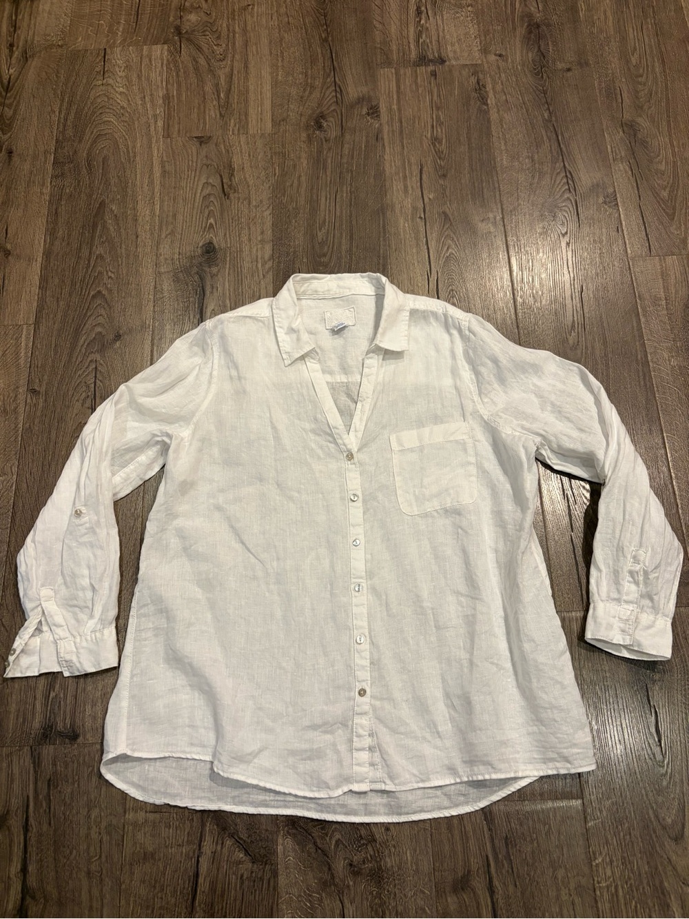 Sigrid Olsen Button Up Blouse Top Linen White Coastal Beachy Preppy Summer XL - Picture 8 of 10
